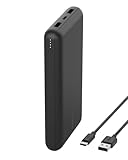 Belkin USB C Portable Charger 20000mAh, 20K Power Bank with USB Type C Input Output Port and 2 USB A Ports with Included USB C to A Cable for iPhone, Galaxy, Pixel, iPad, AirPods and More – Black