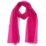 WESTEND CHOICE Ladies Chiffon Scarves Women Plain Neck Scarf Soft Headwrap Girls Headscarf Sheer Wrap women's scarves & wraps 150x45 cm (Fuchsia)