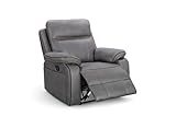 Lovesofas Padded Grey Faux Leather Recliner Chair - Grey Recliner Armchair, Lazy Boy Recliners, Reclining Armchair, Cinema Chair for Living Room and Gaming - VEGAS
