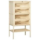 PawHut Hamster Cage Wooden Mouse Rodent Small Pet Animals 4 Laryers Tall Bottom Storage Shelf Easy Clean