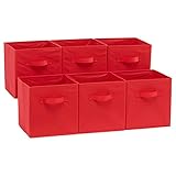 Amazon Basics Foldable Storage Cubes, 6-Pack, Red, 26.6 x 26.6 x 27.9 cm