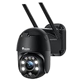 Ctronics 2K 3MP Outdoor Security Camera with Color Night Vision, PTZ Digital Zoom CCTV Surveillance Camera Home with 355°Pan 90°Tilt Auto Tracking Human Detection Two-way Audio