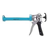 Amazon Basics Heavy Duty Sealant Caulking Gun - 310 ml (0.3 Litres) - 12:1 Thrust Ratio, Aluminium handle with plastic support grip, Blue/Grey