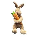 Cuddly Toy Easter Bunny Teddy 20cm or 40cm, Plush Toy, Easter Bunny Doll with Carrot, Soft Rabbit Toy for Boys Girls, Cute Birthday Party Decoration Baby Toy (Brown2, A)