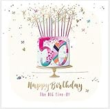 Greeting Card (TP- SFE30014) - 50th Birthday - Sparkly Candles - from The Strawberry Fizz Range - Foil and Jewel Finish