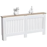 Vida Designs Arlington Radiator Cover White Modern Painted MDF Cabinet, Slats, Grill, Wood Top Shelf, Extra Large (H: 83.3 / W: 172 / D: 19 cm)