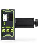 LasGoo LG-REC01 Receiver for Laser Level, Dual LCD Display & Bubble Level, Green and Red Beam Detector for Pulsing Lasers, Up to 50m, Built-in Rechargeable Battery, Clamp Included