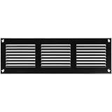 Vent Systems 300 x 100 mm / 12" x 4" Inch Air Vent Cover Black Metal Air Return Grill with Built-in Pest Guard Screen