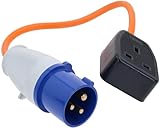 Xtremeauto Fly Lead 16amp To 13amp Adapter - 110v To 240v Converter 16 amp Plug To 16 amp Socket Converter Cable Hook Up Camping, Generators & Caravan Mains Hookup 250V 16A Electric 16amp Plug Sockets