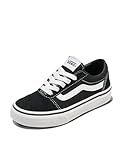 Girls Vans Size 5, Ward Sneaker Kids Shoes, Black & White Suede Canvas Lace Up Shoes, Low Top Children's Trainers, Lightweight Sports Shoes by Vans Active Wear Range (5 UK)