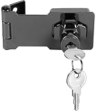 Litensh Right Angle 90 Degrees Hasp Lock, Small Hasp Door Bolt Latch Buckle with Key Alike Safety Door Clasp Knob Shed Locks with Padlock Keys (Silver - 1 PAXK, 3 Inch)