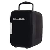 Russell Hobbs Mini Cooler RH4CLR1001B 4L/6 Can Portable Mini Cooler & Warmer for Drinks, Cosmetics/Makeup/Skincare, AC/DC Power, Retro Style, Black, For Bedroom, Home, Caravan, Car