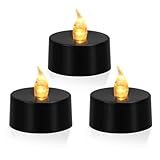 ERTYUI 12 Pack LED Tea Lights, Warm Yellow Light, Black Base