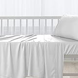 Pizuna Cotton Flat Crib Sheet Baby 70 X 100cm White, 1pc 400 Thread Count 100% Long Staple Combed Cotton Luxurious Sateen Weave Baby Bed Sheets With Stylish 5cm Hem By