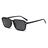 WDZAYXC Retro Square Polarised Sunglasses for Men and Women, Vintage Sunglasses, V400 Protection, black, One Size