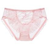 ZooChest Sexy Lace Underwear for Women Pink Lolita Floral Frilly Knickers Seamless Sheer Sexy Bikini Briefs French Bridal Lingerie Knickers Ladies Soft Stretchy Dailywear Panties XL