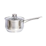 Buckingham Deep Saucepan with Tempered Glass Lid Premium Stainless Steel Cooking Pot Suitable all Heat Source Including Induction 16 Cm 2 Litres by Buckingham