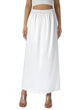 Women Vintage Half Slips 90s Long Soft Cotton Petticoats for Under Dress Elegant Slip Skirt Party Undreskirt (A-White, S)
