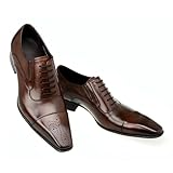Men's Formal Oxford Shoes, Square Toe, Lace-Up,Brown,8.5 UK