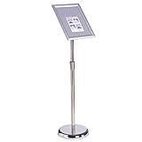 VAIIGO Aluminum Sign Holder, Poster Stand, Billboard, Display Stands, Adjustable Pedestal Sign, Replaceable Advertising Display Stand, with Sturdy Metal Base (Silver, A3)