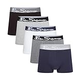 Ben Sherman Mens Poderick 5 Pack Boxer Shorts Grey/Black/Navy/White M