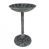 DIVCHI Bird Bath for Garden Freestanding Birdbaths Wild Birds Baths Feeder Bowl Pedestal Birdbath for Outdoors Patio Yard & Lawn Décor (Grey Classic Bird Bath)