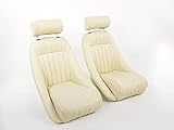 Oldtimer Classic 2 Pair of Bucket Seats Imitation Leather Beige Non-Tilting 32707743
