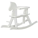 roba Rocking Horse, Rocking Animal Solid Wood White Lacquered, Grows with Child with Removable Safety Ring