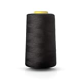 Realm Single Overlocking Sewing Machine Polyester Thread 5000 Yards Cones White Black Natural Navy Red (Black)
