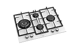 Ferre ED076W - 65cm Built-in Gas Hob - 4 Burners - Cast Iron Pan Supports - White Glass Body