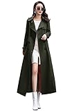 ebossy Women's Double Breasted Duster Trench Coat Slim Full Length Maxi Long Overcoat, Army Green, L