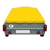 ANSSEMS GT Trailer Tarpaulin 750-201 x 101 – 207 x 107 x 10 cm – PVC 640 g/m² High Resistance Cover with Eyelets and Sandow, Made in France – Several Colours Available (Yellow 1003)