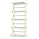 Beldray 4 Tier Folding Clothes Airer-Strong Bamboo Frame, Heavy Duty Steel Rods, Maximum Load 15kg, Lightweight, Compact Storage, 8M Drying Room, Foldable Concertina Design, Engineered Wood, L