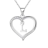 Cosie Lily Christmas Gifts for Women Necklaces for Women 925 Heart Initial Sterling Silver Letter L Pendant Jewellery for Woman Xmas Gifts for Mum Wife Girlfriend