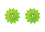 TRiPEAK 12-12Tooth, 11Speed Oversized Pulley Wheel (Jockey Wheel) Set for SRAM Mountain Bike(MTB) Rear Derailleur Groupset with Ceramic Bearing, Green