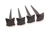 Hand Forged Handmade Traditional Pack of 4 Old Antique Rustic Diamond Head Black Iron Nails (75mm) - High Quality Decorative Wall Pins Nails