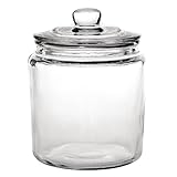 Olympia Biscotti Biscuit Cookie Jar with Lid 3.9 Litre, Clear Glass, Size: 252(H)x 200(Dia)mm - Sweets, Confectionery, Cereal, Pasta, Dry Food Storage Jar - Vintage Style, Dishwasher Safe | GG925