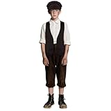 DiULi Victorian Pauper Costume 2 Piece Set Include Vest and Hat,Chimney Sweep Costume For Children,Boys Victorian for Halloween Fancy Dress Parties,Child Dress Up Costumes,XL