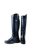 Rhinegold Nebraska Equestrian Horse Riding Long Boots - Black (Size 7) - Wide Fit Unisex Synthetic Knee High Boots for Men & Women with Rear Zip. Wide Calf Knee High Boots