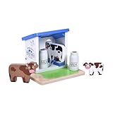 jumini Wooden Home Farm Barn Set – Includes Animals & Farmer | FSC Wood | Montessori-Friendly Toy | Compatible with Other Farm Sets | Suitable for Age 18months+ (Milking Parlour)