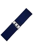Banned Retro Vintage 1950's Elasticated Wide Nurse Belt - Navy Blue (Medium - UK 10-16)