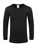 ITRAT® Mens Thermal Underwear Vests Long Sleeve Tops, Thermal T-Shirt Warm Underlayer Winter Thermals Base Layer Clothing Men Vest Top Size S-XXL (Large Black)