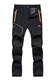 Cavva Mens Hiking Trousers Waterproof Outdoor Trousers Winter Warm Fleece Work Trousers Ski Walking Pants with Zip Pockets Black 34