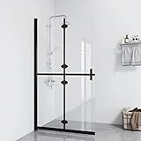 Susany Foldable Walk-in Shower Wall with Double Handles Fold Shower Door Shower Screen Bathroom Washroom Folding Screen Partition Enclosure Cubicle Walls Surrounds Transparent ESG Glass 80x190 cm