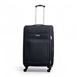 Infinity Leather Medium Suitcase 24" Super Lightweight Expandable Luggage 20% 4 Wheels Spinner 3-Digit Combination Lock Soft Shell Luggage for 15 to 20kg