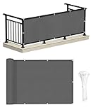 LOVE STORY Balcony Privacy Screen 75x300cm - Waterproof Balcony Railing Cover(PES),Dividing and Protective Screens for Balconies,UV Protection for Apartment Railings,Outdoor Garden,Charcoal
