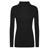 Shop & Stop Ladies Womens Polo Neck Roll Neck Turtle Neck Plain Jumper Top Long Sleeve 8-24 (Black, S/M (UK 8-10))