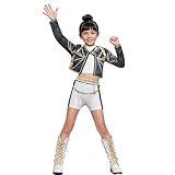 JGJOAIJ Girls Demon Hunter Halloween Costume Cosplay Party Carnival Outfit Rumi Mira Zoey Role Play Uniform Full Set for Kids (Black, 10-11 Years)