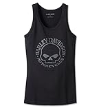 HARLEY-DAVIDSON Ultra Classic Skull Tank for Women Black Beauty Biker Shirt Sleeveless Short Sleeve Underarm Shirt Motorcycle, L