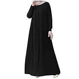 Neon Body Women's Muslim Long Sleeve Abaya Casual Dress Button Down Dubai Outfits Beach Outfit, black, M